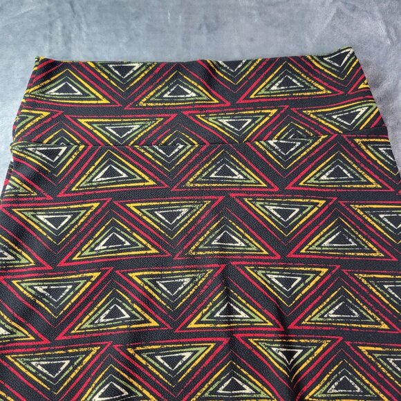 LuLaRoe Womens Cassie Skirt S Black Yellow Red Geometric Bodycon Stretch Pencil - Picture 3 of 7